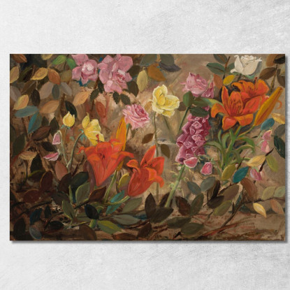 Fiori In Un Giardino Tadeusz Makowski tmk60 quadro stampato su tela