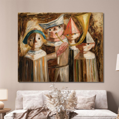 Quattro Bambini Con Una Tromba Tadeusz Makowski tmk61 quadro stampato su tela