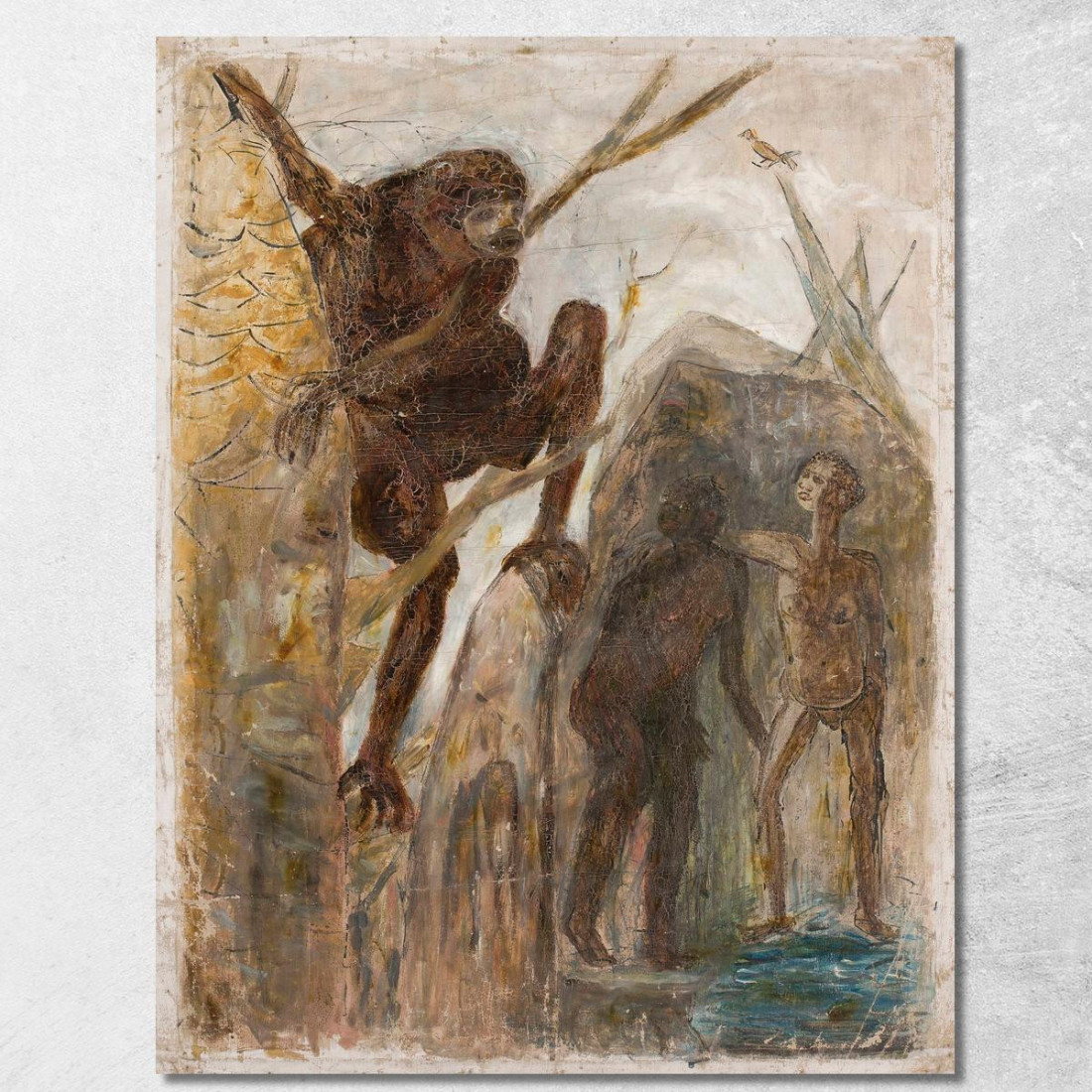 Paesaggio Con Una Scimmia Tadeusz Makowski tmk96 quadro stampato su tela Paesaggio Con Una Scimmia Tadeusz Makowski tmk96 quadro stampato su tela
