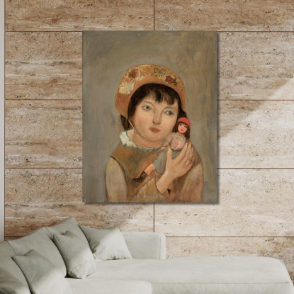Bambina Con Una Bambola Tadeusz Makowski tmk105 quadro stampato su tela