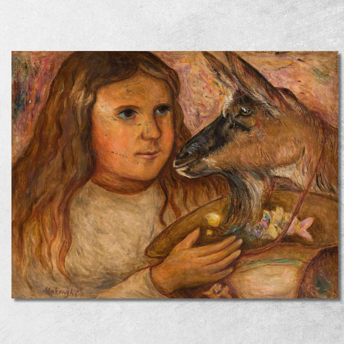 Bambina Con Una Capra Tadeusz Makowski tmk107 quadro stampato su tela Bambina Con Una Capra Tadeusz Makowski tmk107 quadro stampato su tela