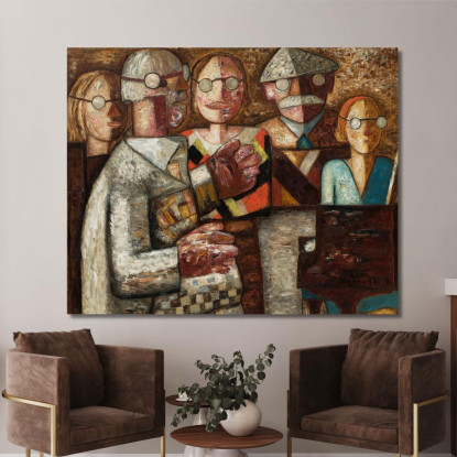 Esibizione Musicale Tadeusz Makowski tmk126 quadro stampato su tela
