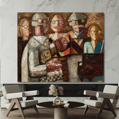 Esibizione Musicale Tadeusz Makowski tmk126 quadro stampato su tela