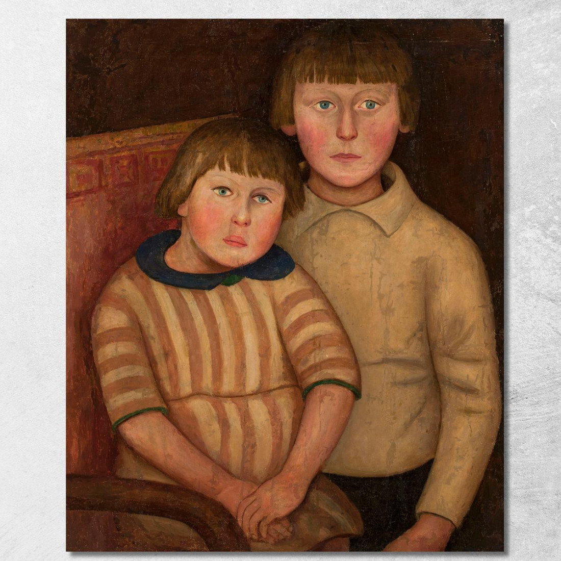 Ritratto Di Due Bambini Tadeusz Makowski tmk147 quadro stampato su tela Ritratto Di Due Bambini Tadeusz Makowski tmk147 quadro stampato su tela
