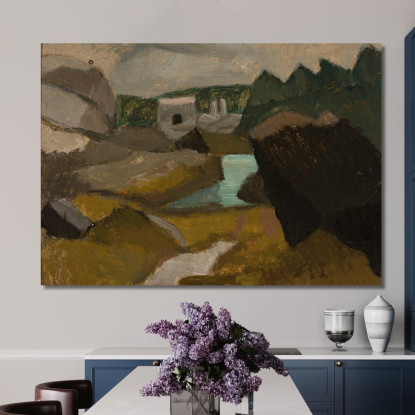 Paesaggio Roccioso Con Acqua Tadeusz Makowski tmk160 quadro stampato su tela