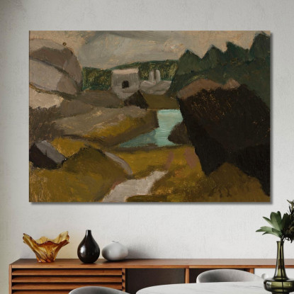 Paesaggio Roccioso Con Acqua Tadeusz Makowski tmk160 quadro stampato su tela
