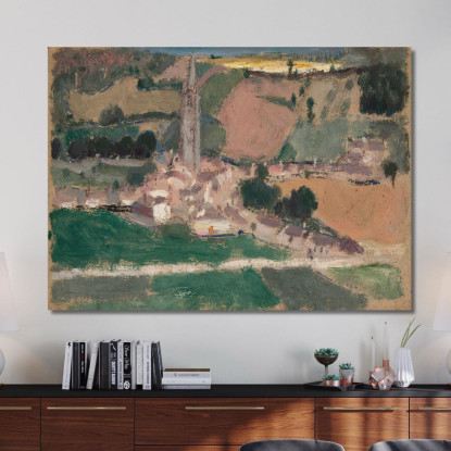 Vista Di Una Piccola Città Con Un Campanile Tadeusz Makowski tmk193 quadro stampato su tela