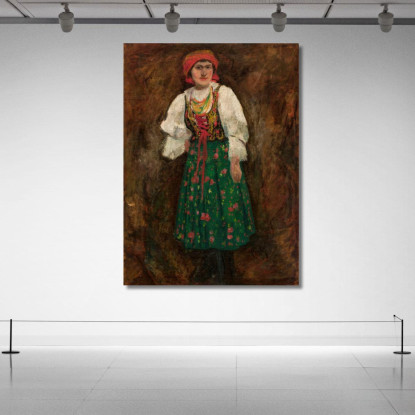 Donna In Costume Tradizionale Di Cracovia Tadeusz Makowski tmk201 quadro stampato su tela