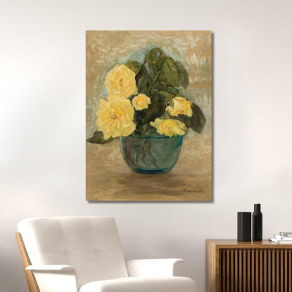 Rose Gialle Tadeusz Makowski tmk207 quadro stampato su tela