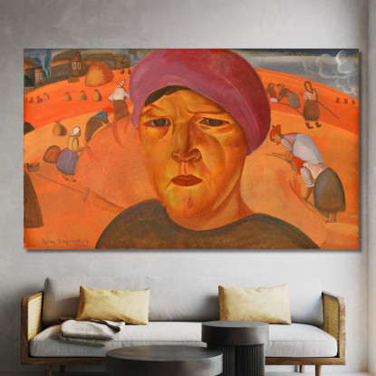 Donna Contadina Russa Boris Grigoriev bgr16 quadro stampato su tela