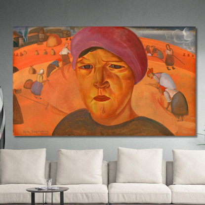 Donna Contadina Russa Boris Grigoriev bgr16 quadro stampato su tela