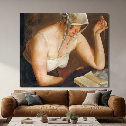 Donna Che Legge Boris Grigoriev bgr25 quadro stampato su tela