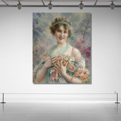 Ragazza Con Le Rose Emile Vernon evr9 quadro stampato su tela