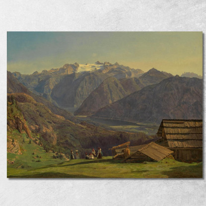 Veduta Del Dachstein Con Il Lago Di Hallstatt Dalla Hutteneckalpe Presso Ischl Ferdinand Georg Waldmüller fgw6 quadro stampato