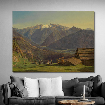 Veduta Del Dachstein Con Il Lago Di Hallstatt Dalla Hutteneckalpe Presso Ischl Ferdinand Georg Waldmüller fgw6 quadro stampato