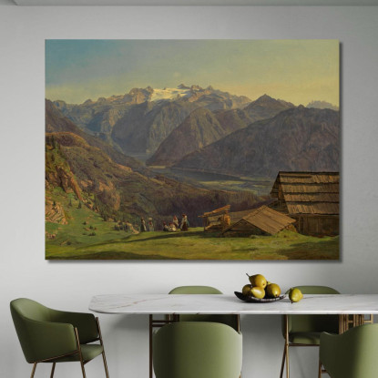 Veduta Del Dachstein Con Il Lago Di Hallstatt Dalla Hutteneckalpe Presso Ischl Ferdinand Georg Waldmüller fgw6 quadro stampato