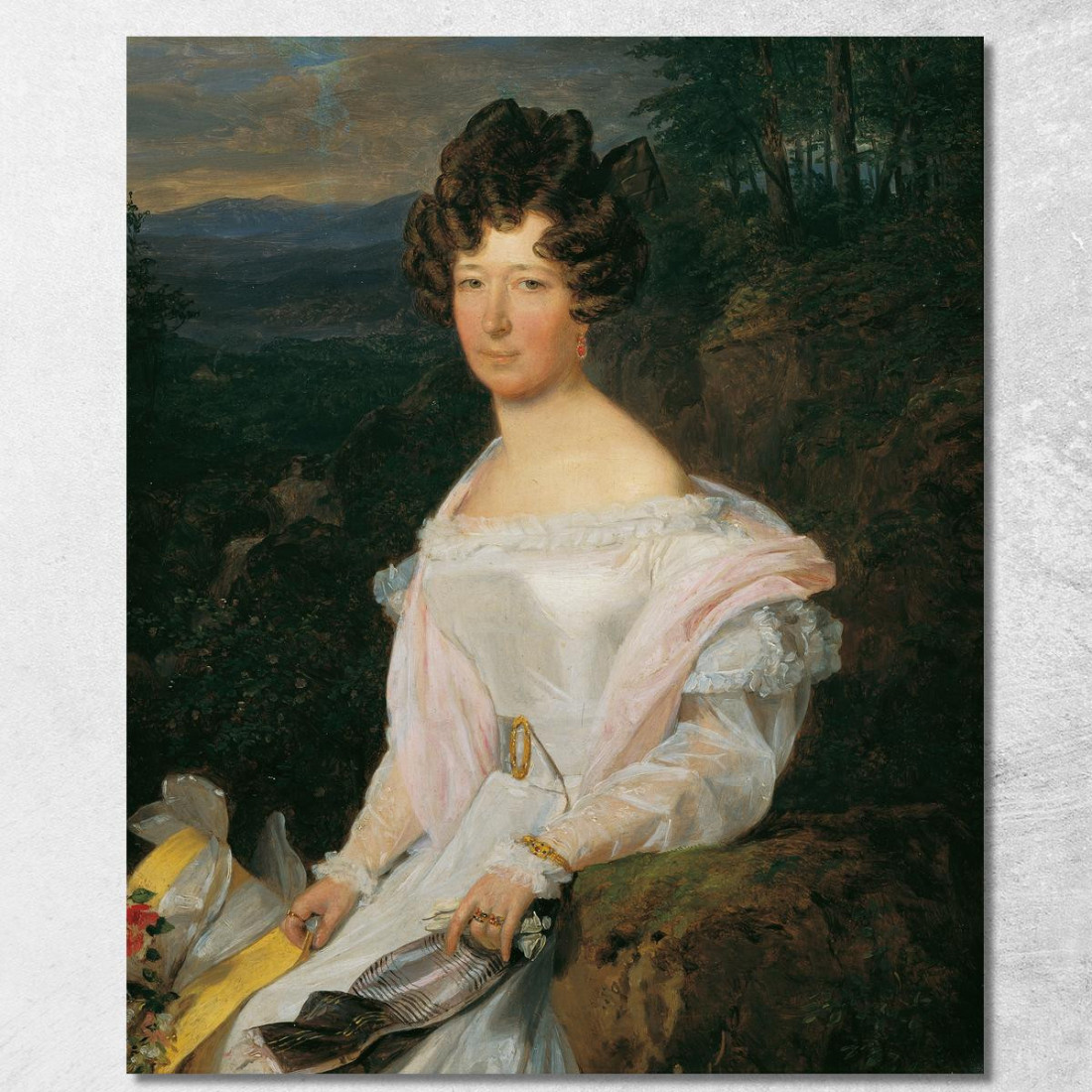 Dama In Abito Bianco In Un Paesaggio Del Wienerwald Ferdinand Georg Waldmüller fgw23 quadro stampato su tela Dama In Abito Bianco In Un Paesaggio Del Wienerwald Ferdinand Georg Waldmüller fgw23 quadro stampato su tela