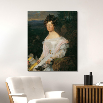 Dama In Abito Bianco In Un Paesaggio Del Wienerwald Ferdinand Georg Waldmüller fgw23 quadro stampato su tela