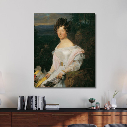 Dama In Abito Bianco In Un Paesaggio Del Wienerwald Ferdinand Georg Waldmüller fgw23 quadro stampato su tela