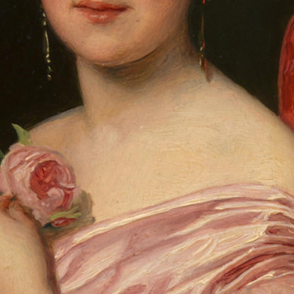 Giovane Dama In Abito Di Raso Rosa Ferdinand Georg Waldmüller fgw73 quadro stampato su tela