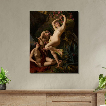 Tre Grazie Incoronate Di Rose Ferdinand Georg Waldmüller fgw118 quadro stampato su tela