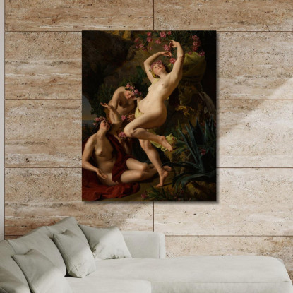 Tre Grazie Incoronate Di Rose Ferdinand Georg Waldmüller fgw118 quadro stampato su tela