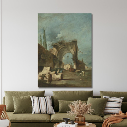 Un Capriccio Di Edifici Con Figure Presso Un Arco In Rovina Francesco Guardi fgr2 quadro stampato su tela