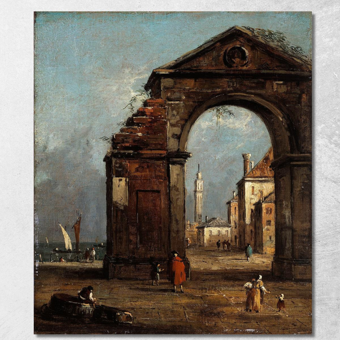 Capriccio Con Arco Trionfale In Rovina E Paesaggio Della Laguna Francesco Guardi fgr10 quadro stampato su tela Capriccio Con Arco Trionfale In Rovina E Paesaggio Della Laguna Francesco Guardi fgr10 quadro stampato su tela