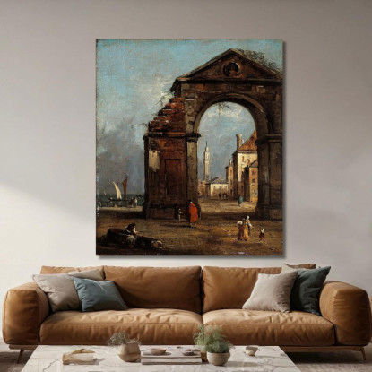 Capriccio Con Arco Trionfale In Rovina E Paesaggio Della Laguna Francesco Guardi fgr10 quadro stampato su tela