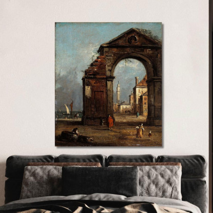 Capriccio Con Arco Trionfale In Rovina E Paesaggio Della Laguna Francesco Guardi fgr10 quadro stampato su tela