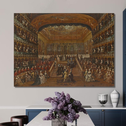 L'Interno Del Teatro San Benedetto A Venezia Con Il Ballo Del 1782 In Onore Dei Conti Del Nord Francesco Guardi fgr29 quadro st