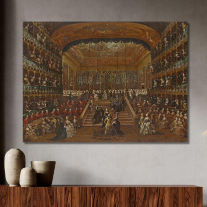 L'Interno Del Teatro San Benedetto A Venezia Con Il Ballo Del 1782 In Onore Dei Conti Del Nord Francesco Guardi fgr29 quadro st
