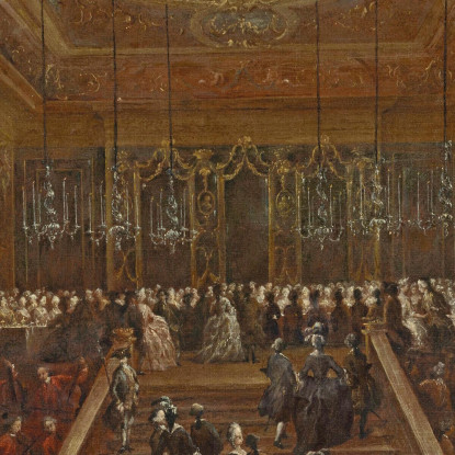 L'Interno Del Teatro San Benedetto A Venezia Con Il Ballo Del 1782 In Onore Dei Conti Del Nord Francesco Guardi fgr29 quadro st