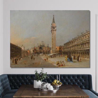 Piazza San Marco Con La Basilica E Il Campanile Francesco Guardi fgr31 quadro stampato su tela