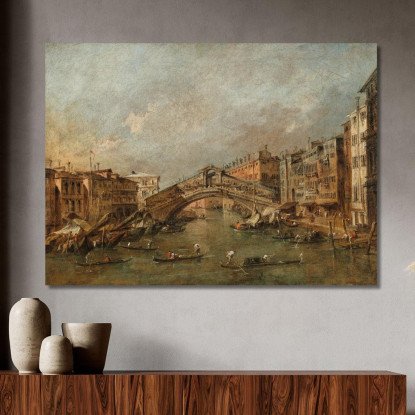 Il Ponte Di Rialto E La Riva Del Vin Venezia Francesco Guardi fgr34 quadro stampato su tela