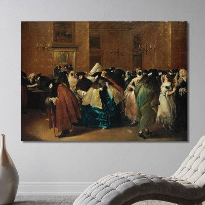 Il Ridotto Di Venezia Con Figure Mascherate Che Conversano Francesco Guardi fgr35 quadro stampato su tela