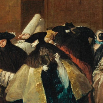 Il Ridotto Di Venezia Con Figure Mascherate Che Conversano Francesco Guardi fgr35 quadro stampato su tela