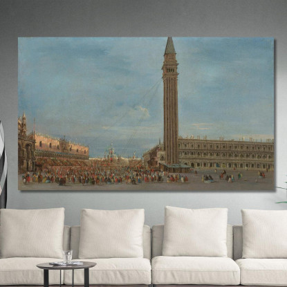 Venezia La Piazzetta San Marco Con La Festa Del Giovedì Grasso Francesco Guardi fgr45 quadro stampato su tela