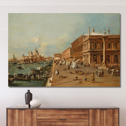 Venezia Il Molo Con La Libreria La Punta Della Dogana E Santa Maria Della Salute Francesco Guardi fgr48 quadro stampato su tela