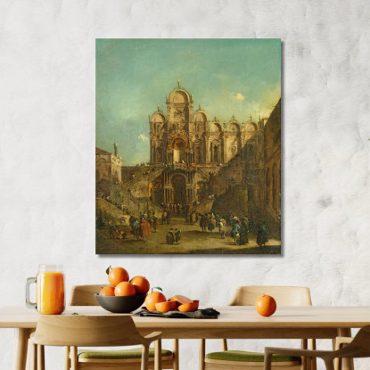 Veduta Di Campo San Zanipolo Con La Loggia Eretta In Occasione Della Benedizione Di Papa Pio Vi Francesco Guardi fgr49 quadro s