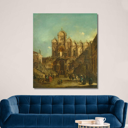 Veduta Di Campo San Zanipolo Con La Loggia Eretta In Occasione Della Benedizione Di Papa Pio Vi Francesco Guardi fgr49 quadro s