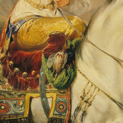 Una Dama Algerina Con Il Falco Horace Vernet hvr4 quadro stampato su tela