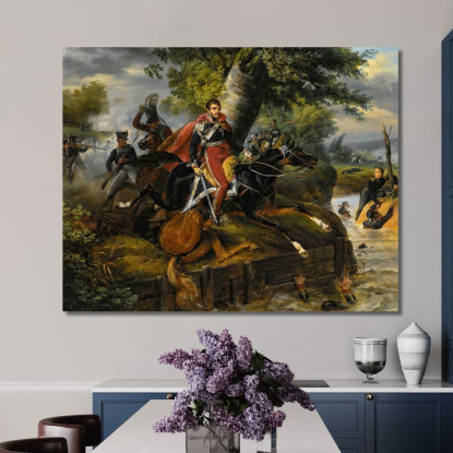 Morte Del Principe Poniatowski Il 19 Ottobre 1813 Horace Vernet hvr12 quadro stampato su tela