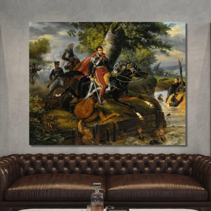 Morte Del Principe Poniatowski Il 19 Ottobre 1813 Horace Vernet hvr12 quadro stampato su tela