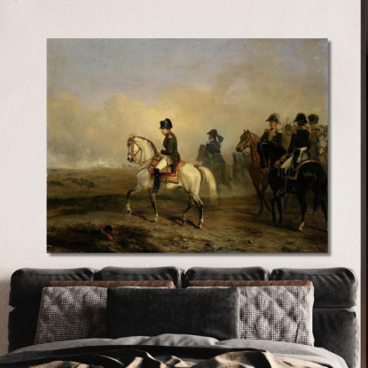 L’Imperatore Napoleone I E Il Suo Stato Maggiore A Cavallo Horace Vernet hvr21 quadro stampato su tela