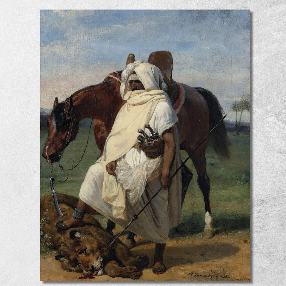 Il Cacciatore Di Leoni Horace Vernet hvr40 quadro stampato su tela Il Cacciatore Di Leoni Horace Vernet hvr40 quadro stampato su tela
