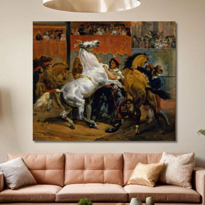 L'Inizio Della Corsa Dei Cavalli Senza Fantino Horace Vernet hvr44 quadro stampato su tela