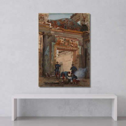 Rovine Del Salone Di Marte Al Palazzo Di Saint-Cloud Nel 1871 Isidore Pils ipl18 quadro stampato su tela