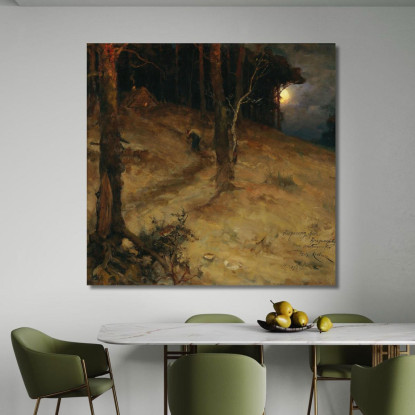 Una Notte Al Chiaro Di Luna Nella Foresta Julius Sergius Klever jsk2 quadro stampato su tela