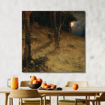 Una Notte Al Chiaro Di Luna Nella Foresta Julius Sergius Klever jsk2 quadro stampato su tela
